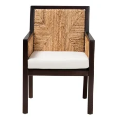 Kirkland's Home Dining Chairs-Abaca And Mahogany Dining Chair With Arms