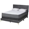 Kirkland's Home Beds & Headboards-Abba Velvet Ribbed Queen Bed Frame
