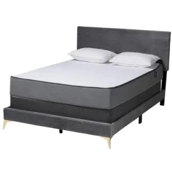 Kirkland's Home Beds & Headboards-Abba Velvet Ribbed Queen Bed Frame