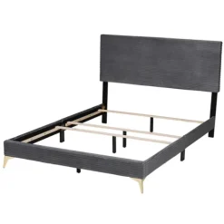 Kirkland's Home Beds & Headboards-Abba Velvet Ribbed Queen Bed Frame