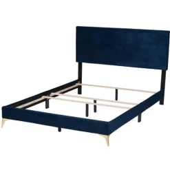 Kirkland's Home Beds & Headboards-Abba Velvet Ribbed Queen Bed Frame
