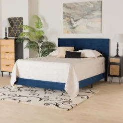 Kirkland's Home Beds & Headboards-Abba Velvet Ribbed Queen Bed Frame