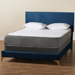 Kirkland's Home Beds & Headboards-Abba Velvet Ribbed Queen Bed Frame