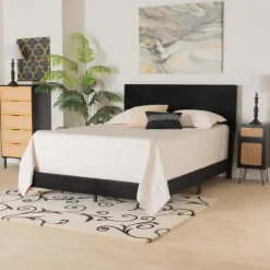 Kirkland's Home Beds & Headboards-Abba Velvet Ribbed Queen Bed Frame