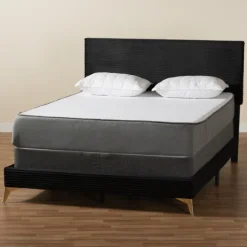 Kirkland's Home Beds & Headboards-Abba Velvet Ribbed Queen Bed Frame