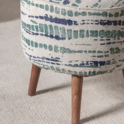 Kirkland's Home Benches & Ottomans-Abstract Lines Wood Ottoman Stool