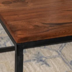 Kirkland's Home Coffee Tables-Acacia Wood And Black Iron Coffee Table