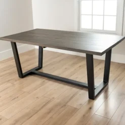 Kirkland's Home Dining Tables-Acacia Wood And Metal Industrial Dining Table