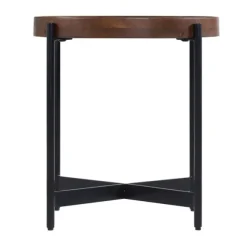 Kirkland's Home Accent & End Tables-Acacia Wood Round Tray Top Side Table