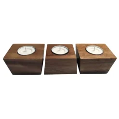Kirkland's Home Candle Holders-Acacia Wood Tealight Holders, Set Of 3