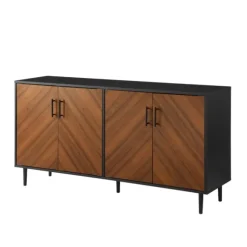 Kirkland's Home Tv Stands & Media Consoles-Acorn And Black Chevron Door Tv Stand