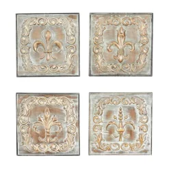 Kirkland's Home Wall Plaques-Aged Brass Fleur-De-Lis 4-Pc. Panel Wall Art