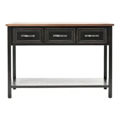 Kirkland's Home Console Tables-Ainsly Distressed Oak Top Console Table