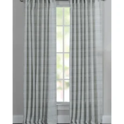 Kirkland's Home Curtains & Drapes-Aloe Plaid Pleated Single Curtain Panel, 84 In.