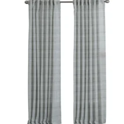 Kirkland's Home Curtains & Drapes-Aloe Plaid Pleated Single Curtain Panel, 84 In.