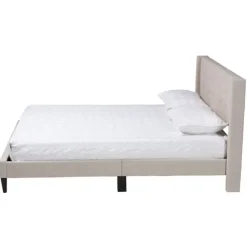 Kirkland's Home Beds & Headboards-Amala Beige Button Tufted Queen Bed Frame