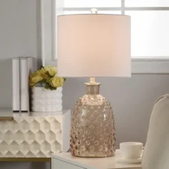 Kirkland's Home Table Lamps-Amber Tinted Glass Jar Table Lamp