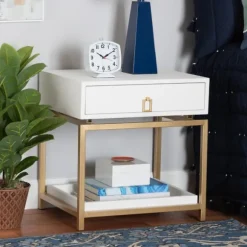 Kirkland's Home Nightstands-And Gold 1-Drawer Nightstand