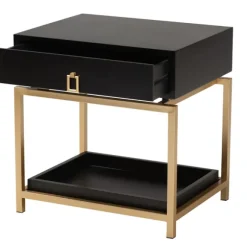 Kirkland's Home Nightstands-And Gold 1-Drawer Nightstand