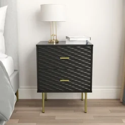 Kirkland's Home Nightstands-And Gold Wave Nightstand
