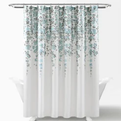 Kirkland's Home Shower Curtains-And Gray Weeping Flower Shower Curtain