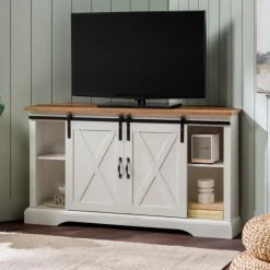 Kirkland's Home Tv Stands & Media Consoles-And Natural Sliding Barn Door Tv Stand