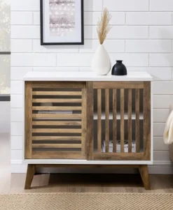 Kirkland's Home Console Tables-And Oak Sliding Slat Door Console Table