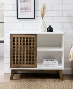 Kirkland's Home Console Tables-And Oak Sliding Slat Door Console Table