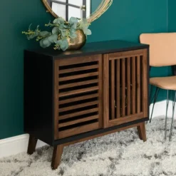 Kirkland's Home Console Tables-And Walnut Sliding Slat Door Console Table