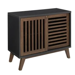 Kirkland's Home Console Tables-And Walnut Sliding Slat Door Console Table