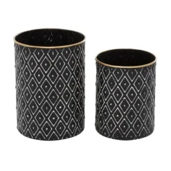 Kirkland's Home Decorative Bowls & Jars-And White Embossed Diamond Jars, Set Of 2