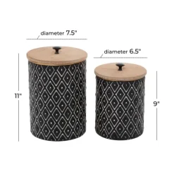 Kirkland's Home Decorative Bowls & Jars-And White Embossed Diamond Jars, Set Of 2