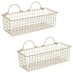 Kirkland's Home Wall Storage-Antique Gold 2-Pc. Long Wire Basket Set, 17 In.
