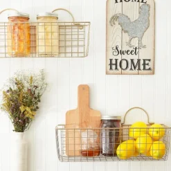 Kirkland's Home Wall Storage-Antique Gold 2-Pc. Long Wire Basket Set, 17 In.