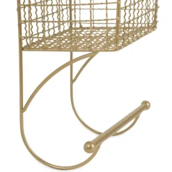 Kirkland's Home Wall Storage-Antique Gold Wire Basket Towel Rack