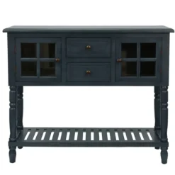 Kirkland's Home Console Tables-Antique Navy Windowpane Buffet Console Table