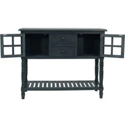Kirkland's Home Console Tables-Antique Navy Windowpane Buffet Console Table