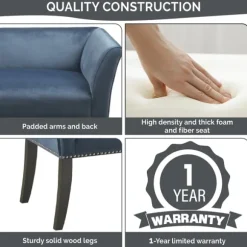 Kirkland's Home Benches & Ottomans-Antique Sapphire Low Back Upholstered Bench