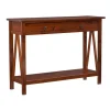 Kirkland's Home Console Tables-Antique Tobacco Console Table With Bottom Shelf