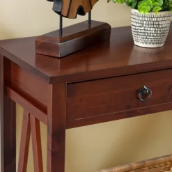 Kirkland's Home Console Tables-Antique Tobacco Console Table With Bottom Shelf