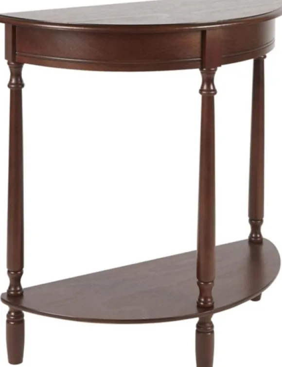 Kirkland's Home Console Tables-Antique Walnut Half Round Console Table