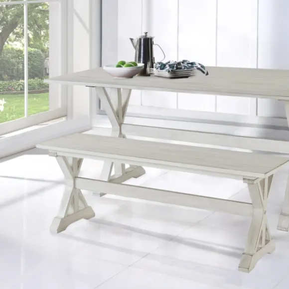 Kirkland's Home Benches & Ottomans-Antique Washed Wood Dining Bench