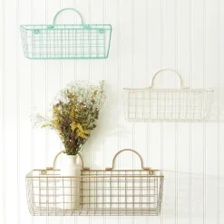 Kirkland's Home Wall Storage-Antique White 2-Pc. Long Wire Basket Set, 17 In.