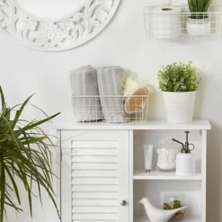 Kirkland's Home Wall Storage-Antique White 2-Pc. Long Wire Basket Set, 11 In.