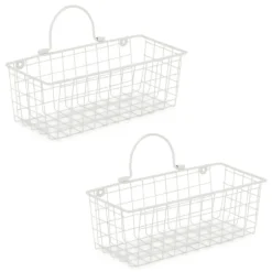 Kirkland's Home Wall Storage-Antique White 2-Pc. Long Wire Basket Set, 11 In.