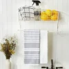Kirkland's Home Wall Storage-Antique White Wire Basket Towel Rack, 17 In.