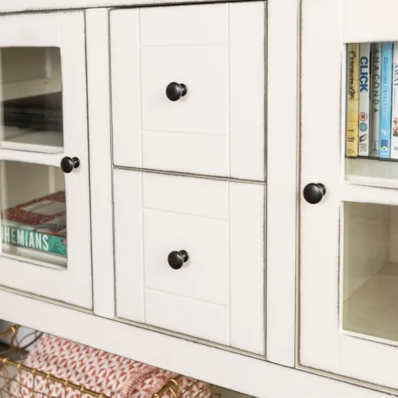 Kirkland's Home Console Tables-Antique White Wood Tv Stand Console Table