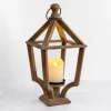 Kirkland's Home Lanterns-Antique Wood Footed Lantern