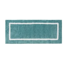 Kirkland's Home Bathroom Rugs-Aqua Geometric Pattern Reversible Bath Mat, 60 In