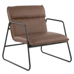 Kirkland's Home Accent Chairs-Axel Espresso Leather Industrial Accent Chair